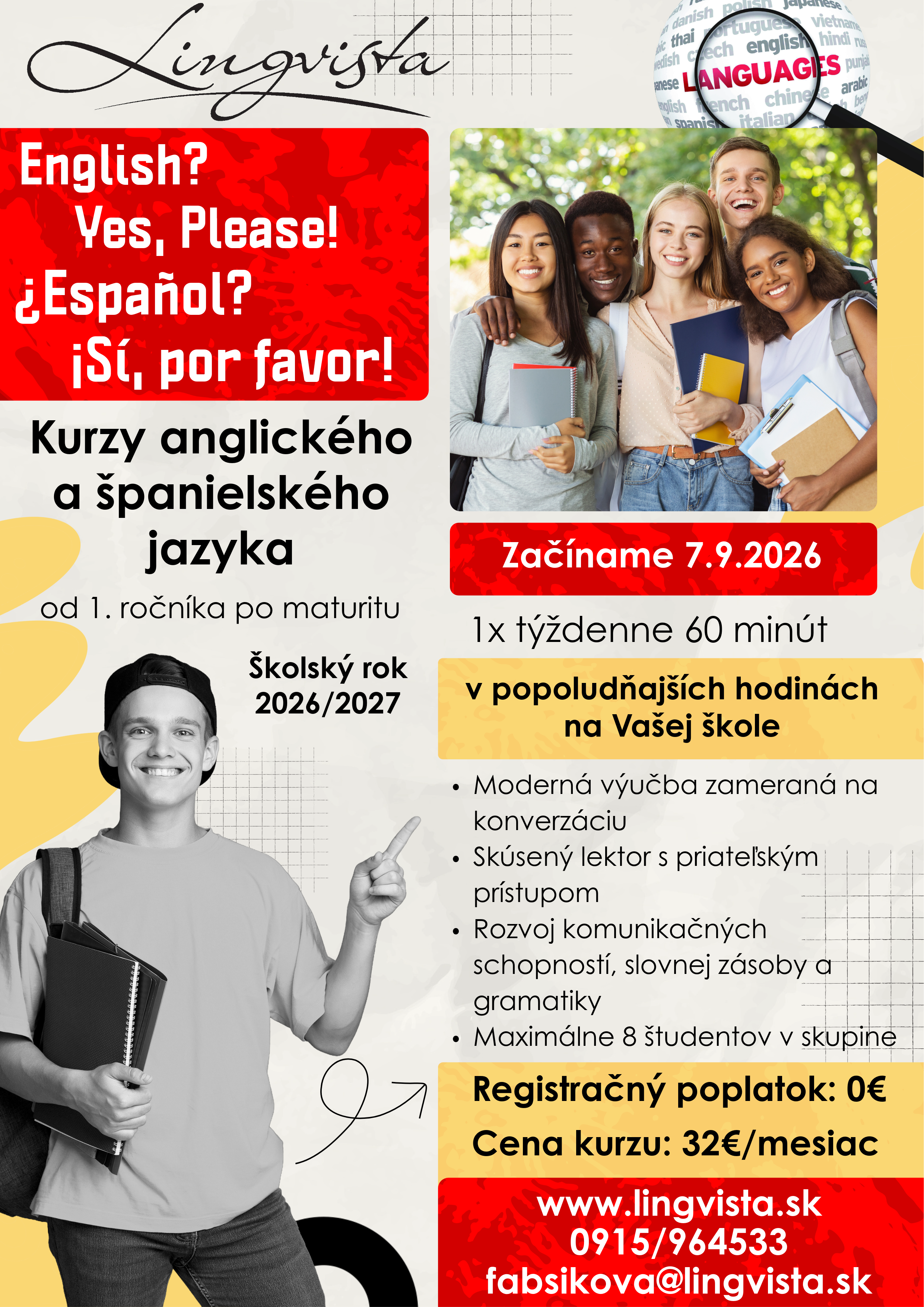 jazykové kurzy v školách pre študentov strednej školy Lingvista